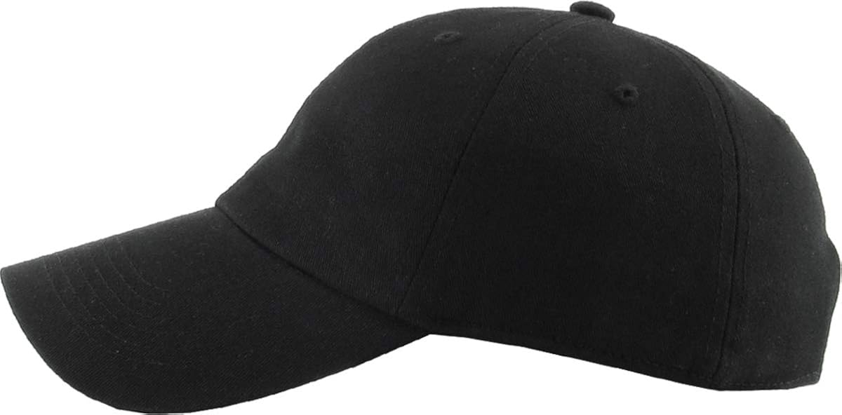 KB-Low BLK Classic Cotton Dad Hat Adjustable Plain Cap. Polo Style Low Profile (Unstructured) (Classic) Black Adjustable: Clothing