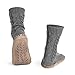 Pembrook Ladies Tall Cable Knit Slipper Socks – Memory Foam + Non-Skid Sole - Sizes S, M, L – Faux Suede Sole - Great Plush Slip On House Slippers For Adults, Women, Girls