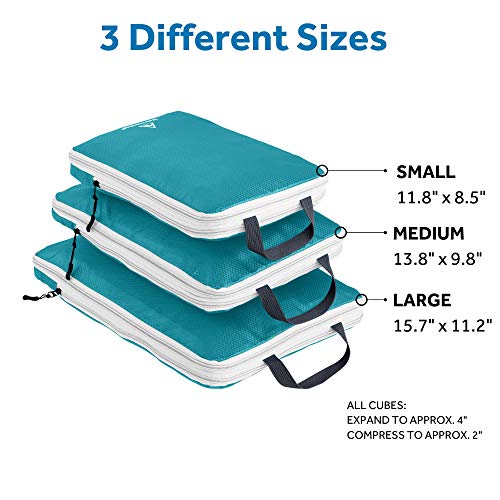 WELL TRAVELED 3piece set Compression Packing Cubes For Travel, Double