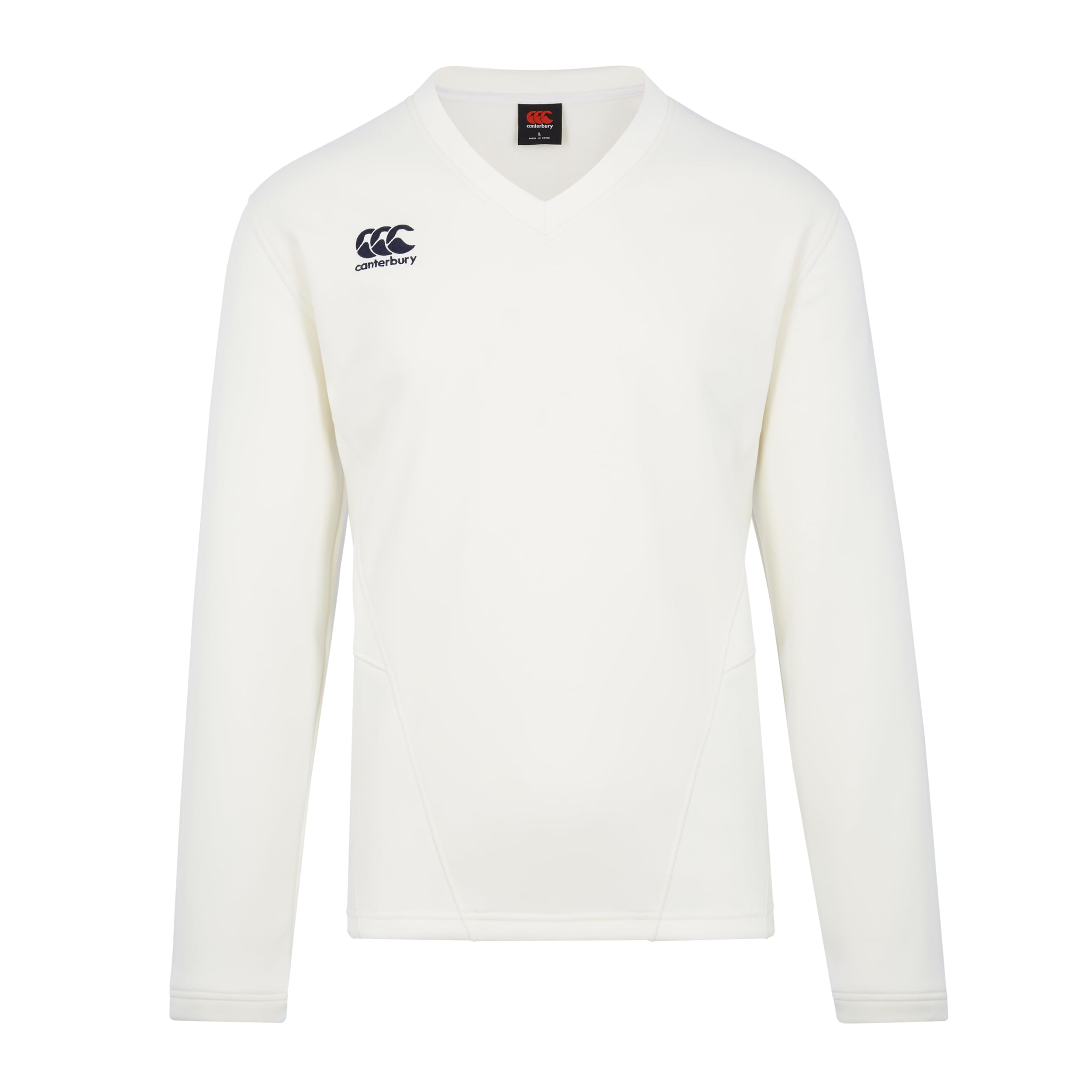 Canterbury Junior Unisex Classic Long Sleeve Cricket Overshirt | Cricket Whites Sweatshirt, Cricket Cream, 4