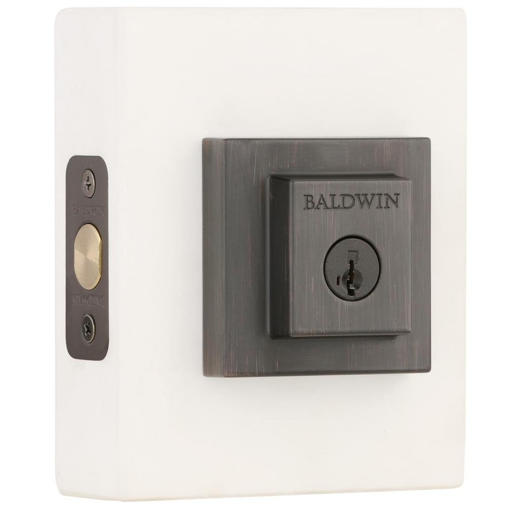 Baldwin Prestige Spyglass Square Single Cylinder Venetian Bronze Deadbolt Featuring SmartKey