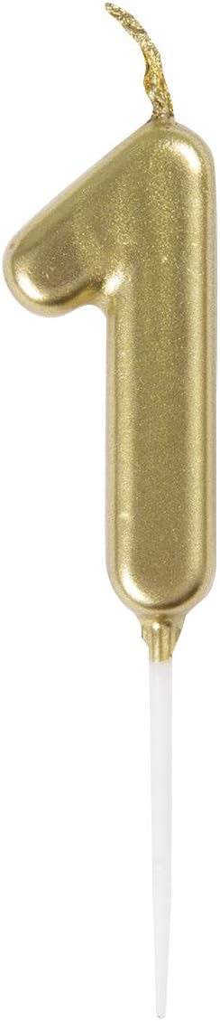Mini Metallic Gold Number 1 Pick Birthday Candle (3cm x 11cm), Elegant and Dazzling Party Decoration - Image 3