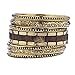 LUX ACCESSORIES Gold Tone Wood Burnished Aztec Multi Bangle Bracelet Set