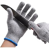 Bowoo Cut Resistant Gloves High Elastic Level 5 Protection Kitchen Safety Work Gloves EN388 Certified for Housewife Chef Pineapple Cutter Knife Sharpner,1 Pair,Grey (M)