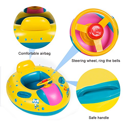 Jellydog Toy Baby Swimming Float, Baby Pool Float with Canopy, Inflatable Infant Pool Swimming Boat with Sunshade, Babies Swimming Float, Baby Pool Toy for Age 1-3 Years
