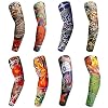 CLAIERY 8 STKS Tattoo Mouwen Cool Tijdelijke Zonnebrandcrème Arm Mouwen voor Mannen Vrouwen Fietsen Running Rijden Sport