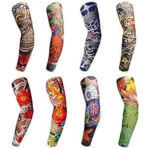 CLAIERY 8 STKS Tattoo Mouwen Cool Tijdelijke Zonnebrandcrème Arm Mouwen voor Mannen Vrouwen Fietsen Running Rijden Sport