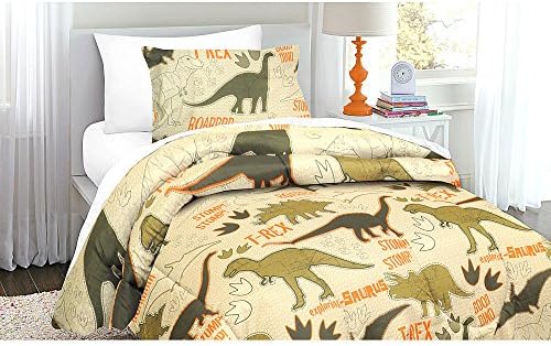 Green & Tan Dinosaur, T-Rex, Boys, Twin Comforter & Sham Set (2 Piece Bedding) + HOMEMADE WAX MELT