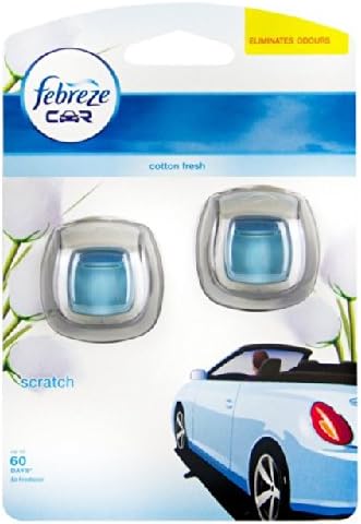 Febreze Car Vent Clip On Air Freshener Cotton Fresh Twin Pack Economy