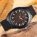 CUCOL Wood Watch Black Sandalwood Natural Wooden Watches Genuine Leather Band