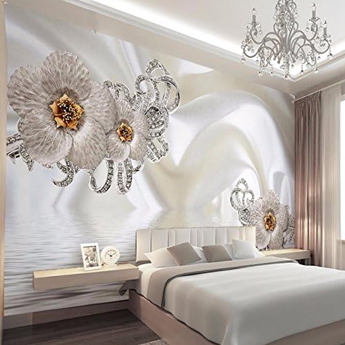 Ohcde Dheark Custom 3D Mural Wallpaper Hand Painted Flowers Silk Pattern Wall Mural Modern Warm Romantic Wall Paper for Wedding House Decor,400Cmx280Cm(157.5 by 110.2 in)