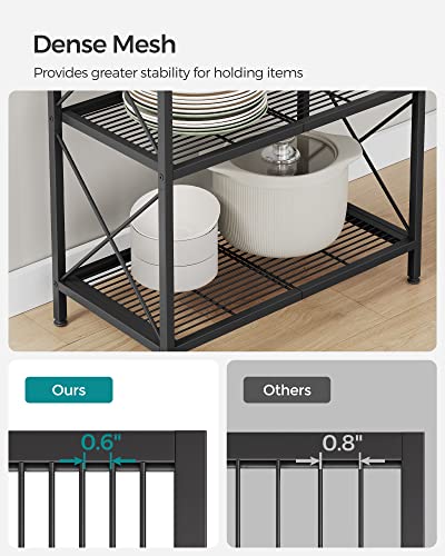 SONGMICS 5-Tier Metal Storage Rack, Shelving Unit with X Side Frames, Dense Mesh, 12.6 x 23.6 x 57.3 Inches, for Entryway, Kitchen, Living Room, Bathroom, Industrial Style, Ink Black UBSC165B01