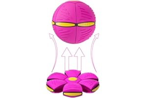 BOTIZR Flying Saucer Ball for Dogs,Pet Toy Interactive Flying Saucer Dog Toy Portable,Outdoor Yard Dog Toys,Perfect Doggy Disc Ball (Rose Red)