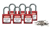 Brady 118926 Red, Brady Compact Safety Lock - Keyed Different (6 Locks)