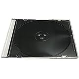 Smartbuy Slim 5.2mm Jewel Case Thin Clear Single CD DVD Disc Storage w/Built-in Black Tray (200 Packs)