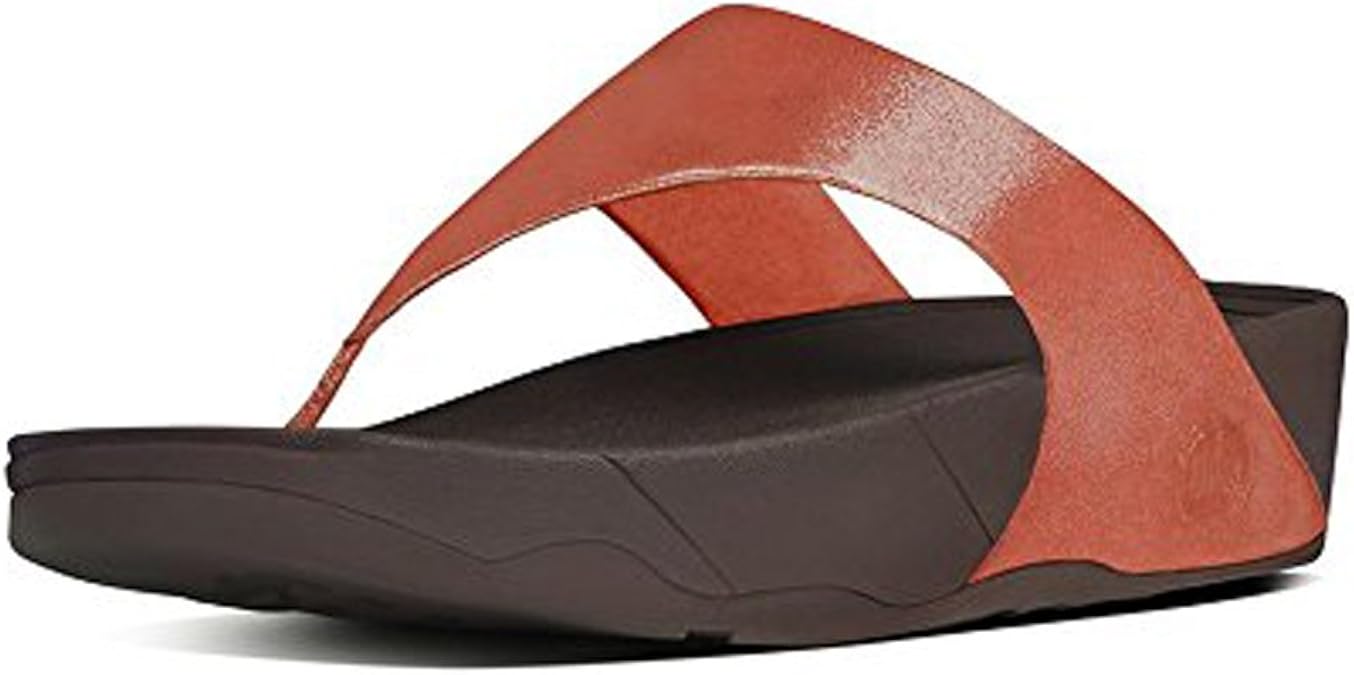Amazon.com | FitFlop Women's Lulu Shimmer Suede Flip Flop (Flame, 11B) | Flip-Flops