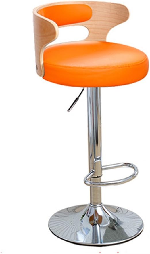 Bar chair Cqq Stylish swivel chair Lift chair Bar stool solid wood back chair Reception chairs High stool (Color : Orange)