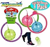 Toysmith Flashing Skip Ball Purple/Green, Green/Pink & Blue/Pink Complete Gift Set Bundle - 3 Pack