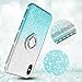 Maxdara Case for iPhone X iPhone Xs Glitter Case Ring Grip Holder Gradient Kickstand Series Bling Sparkle Diamond Rhinestone Bumper Luxury Pretty Girls Women Case X Xs 5.8 inches (Silver Teal)