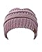 NYfashion101 Exclusive Unisex Two Tone Warm Cable Knit Thick Slouch Beanie Cap, Lilac/Dark Beige