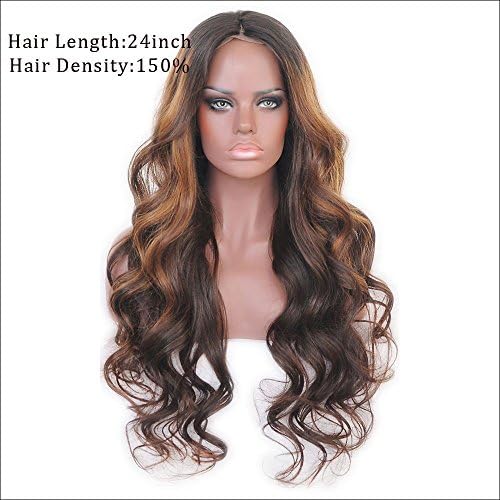150Density Beautiful Ombre Highlight Color Lace Front Human Hair Wigs Glueless Brazilian Remy Hair Long Wave Lace Front Human Hair Wigs With Baby Hair For Women (20)