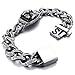 INBLUE Men's Large Heavy Stainless Steel Bracelet Link Wrist Silver Tone Skull Gothic