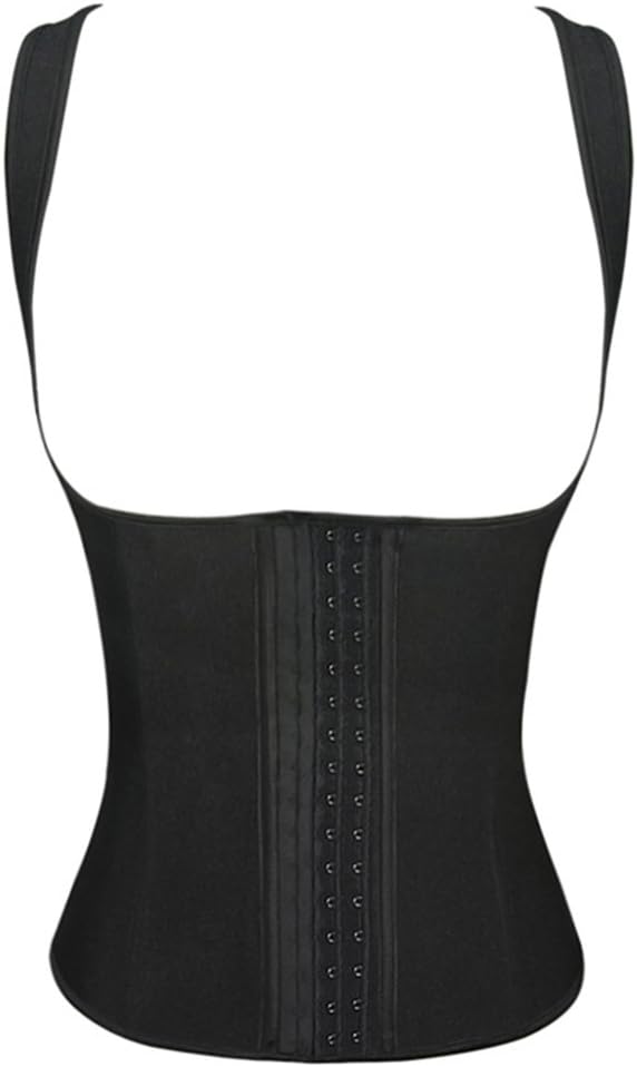 Korotus Latex Waist Trainer Shapewear Corset Waist Cincher Full Vest M Black