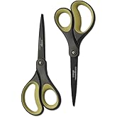 LIVINGO 2 Pack 8" Titanium Non-Stick Scissors, Professional Stainless Steel Comfort Grip, All-Purpose, Straight Office Craft