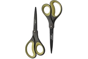 LIVINGO 2 Pack 8" Titanium Non-Stick Scissors, Professional Stainless Steel Comfort Grip, All-Purpose, Straight Office Craft 