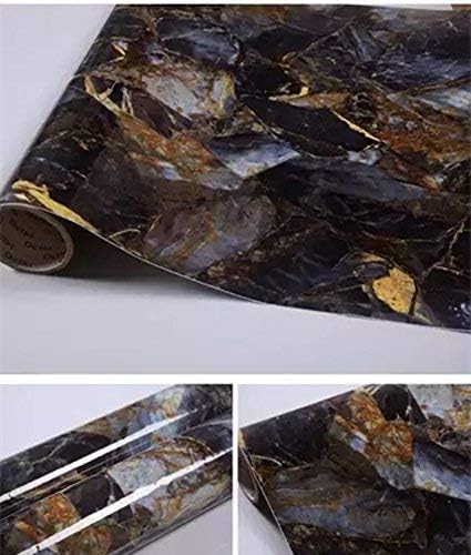 TJLMCORP—White Grey Black Brown Marble Contact Paper Table Door Sticker Self-Adhesive Film Peel-Stick Wallpaper Gloss Countertops Shelf Liner Sticker Gray Furniture Sticker (23.6"x78.7", Marble)