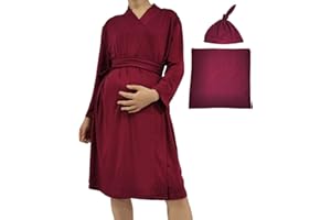 SUFEINI Swaddle Set with Matching Mommy Robe, Maternity Robe Nursing Hospital Delivery Labor Robes Pregnancy Women Loungewear