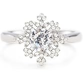 STORYJEWELLERY 925 Sterling Silver Snowflake Ring, Inspirational Gifts, Birthday Gifts for Daughter Sister and Friend, Silver Rings