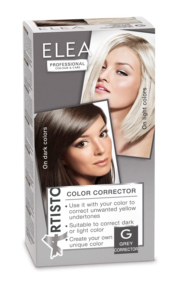 Elea Professional Artisto Colour Corrector 120 ml | Use it with your colour to correct unwanted yellow undertones | Suitable for correcting dark or light colours (G Grey)