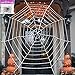 Pawliss Halloween Decorations, 11.8 feet Giant Spider Web with Super Stretch Cobweb Set, Halloween Outdoor Yard Decor, Round Dia, White