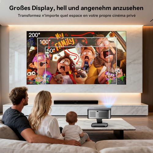 Projector 4K 1500 ANSI & Google TV/Auto Focus: Full HD 1080P 38000 Lumen XIWBSY Smart Projector with WiFi 6, Bluetooth 5, Voice Assistant, Home Cinema & Outdoor Projector