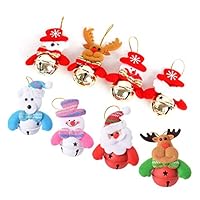 Adromy Christmas Bells Decorations Ornaments Set, Christmas Tree Ornaments Hanging Decorations, Plush Snowman Santa Claus Polar Bear Elk Christmas Home Party Holiday Decorative - 8pcs