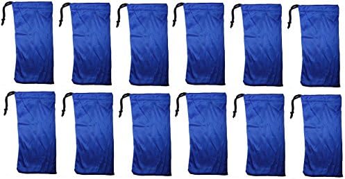 12-Pack - Blue Microfiber Cleaning And Storage Pouch / Sack / Bag For Sunglasses And Eyeglasses