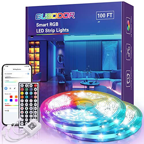 GUSODOR Led Lights for Bedroom, 100ft Led Lights with Smart App Control