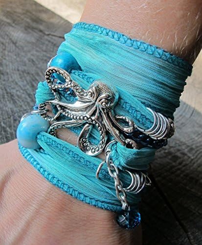 OCTOPUS Charm Bracelet, Boho Wrap Bracelet, Sea Lover Wrap Bracelet,