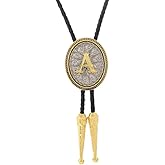 HOEACXY Initial Bolo Tie for Men Leather Western Cowboy Bolo Tie Letter A to Z Bola Tie Personalized Gift for Him