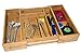 Expandable Bamboo Wood Cutlery Tray Drawer Utensil Organizer for silverware and cooking utensils with 7 sections - 2 Adjustable parts to fit comfortable in kitchen drawers by Arange