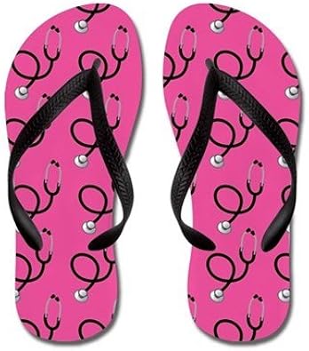 black and pink flip flops