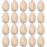 EXCEART 20 Pack Mini Unfinished Wooden Eggs 1.29X0.82 Inch DIY Easter Egg Decorations for Painting and Crafting Holiday Party Supplies
