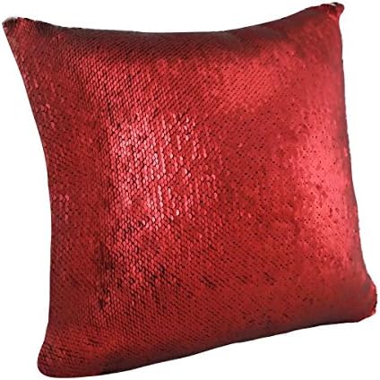 linyangpt Pack Of 1 Throw Pillows Cover Metallic Red Golden change double color Sequins