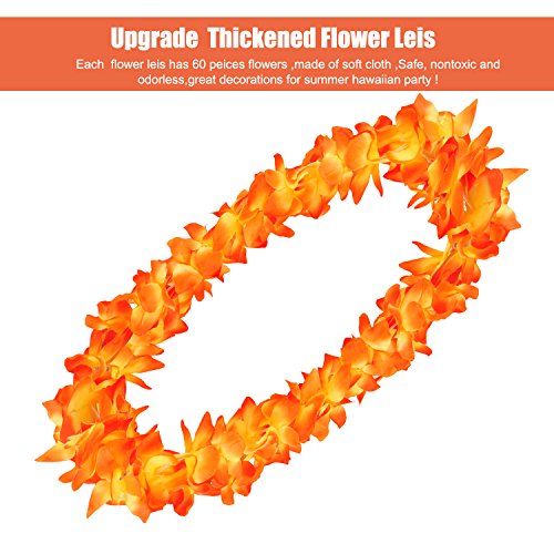 YUEAON 6 Pack Large Size Hawaiian Leis Flowers Necklace Luau Tropical Beach Theme Party favros Supplies Decorations,6 Colors