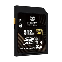 AXE MEMORY SD Card 512GB V60, 245MB/s UHS-II U3 4K