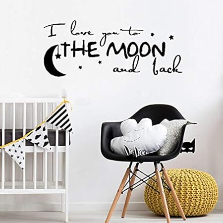 Yyoutop Texte Sticker Autocollant Je T Aime A La Lune Et Retour Citation Chambre De Bebe Chambre Bebe Non Toxique Pvc Stickers Art Mural Romanti 73x30cm Amazon Fr Cuisine Maison