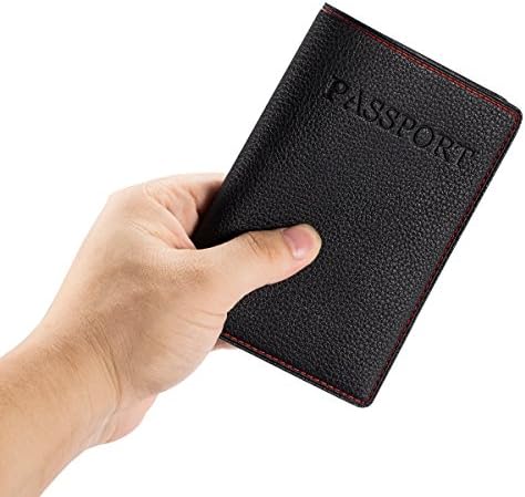 Passport Holder Travel Wallet, NUOYOU Leather Passport Wallet - Securely Holds Passport, Business Cards, Credit Cards, Boarding Passes (Black)