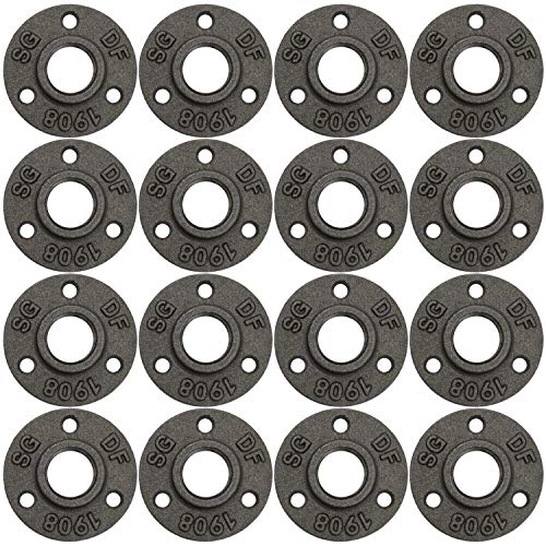 Brooklyn Pipe Flange 16 Pack 1/2" Black Floor Flange Cast Iron Pipe Fittings Our 1/2 Inch