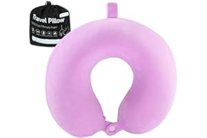 Gluck Plants Travel Pillow,Neck Pillow for Traveling U Shaped Memory Foam Purple Portable Headrest Sleep Airplane Travel Neck Pillow for Flight,Car & Home,Office